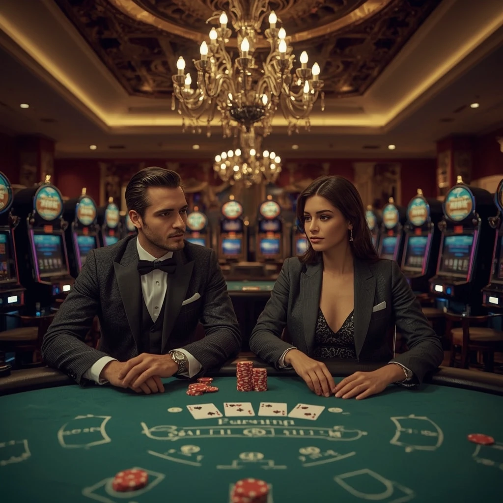 Deux joueurs de poker dans un MIDAS LUCK CASINO